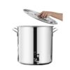 inless Steel Soup Pot with Lid - Stockpot for Cooking Cosite Bottom Stock Pot 5-90L Versatile Wine Bucket & Milk Can with Tap (30x40cm 25L)