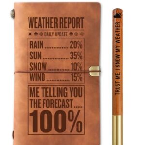 InnoBeta Funny Meteorologist Gifts for Men and Women - Me Telling You Forecast Journal Pen Set, 7.8x5 Inches, Brown