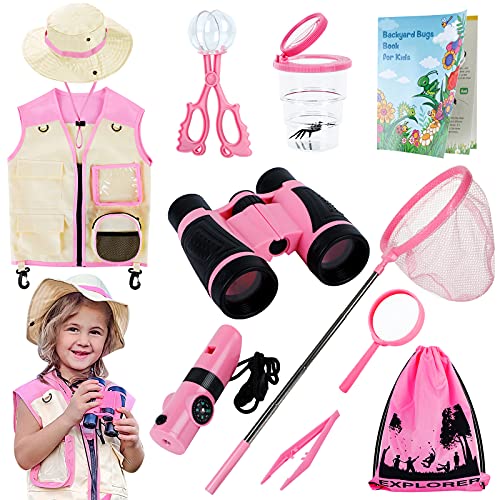 INNOCHEER Toys for Girls Explorer Kit, Bug Catcher Kit for Kids, Birthday Gifts, Summer Toys for 3 4 5 6 7 8+ Year Old Girls, 3 4 5 6 7 8+ Year Old Girl Birthday Gift Kids Outdoor Toys
