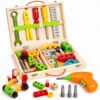 Innotoys Kids Tool Set with Drill, 41-Piece Wooden STEM Toy for Ages 3+