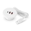 Integrated Desk Charging Dock with USB and Output, Round Flush Mount Desktop Grommet Hole Power Adapter USB Charging Splitter
