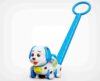 Interactive Push and Pull Along Dog Toy for Toddlers, ABC and 123 Learning, Music, Ages 1-3 (Blue)