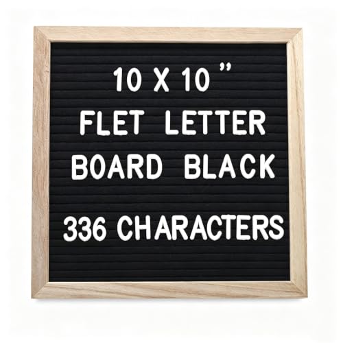 INTOMYTH 10×10 Inch Felt Letter Board with 336 Letters, Numbers & Symbols, Wooden Framed Changeable Message Board, Reusable First Day of School Sign, Wall Mountable Letter Board for Home, Classroom 