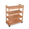 Ioensy Art Material Cart Beech Wood Rolling Storage Organizer Trolley with Smooth Wheels Open Shelves Side Guard Rails Suitable, Four-Layer, Widened