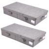 Irfora Collapsible Storage Bin Box for Under Bed Storage, Set of 2 Organizer Bins for Clothes and Beddings, Dark Grey