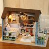 Irfora DIY Miniature Dollhouse Wooden House with LED Lights for Kids Adults Craft Enthusiast Birthday Gift