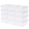 IRIS USA 12-Pack 17 Qt Storage Bins with Lids, Stackable Box, Clear/White