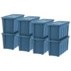 IRIS USA 31 Gallon Eco-Friendly Heavy Duty Storage Totes with Easy-Grip Handles, 8 Pack - Large Bins with Lids Garage Organizing Tubs, Durable Stackable Utility Containers, Made in USA - Navy
