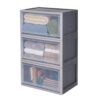 IRIS USA 53 Qt Stackable Storage Bins, 3-Pack, Front Access, Gray