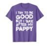 I Try to Be Good But I Take After My Pappy Funny Kids T-Shirt, Men, Purple Heather, Small