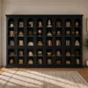 ivaniti 71" Modern Luxury Arched Bookcase Set of 4 with Glass Doors, Black Tall Freestanding Bookshelves, Modular High-Density Engineered Wood Display Cabinets for Home Office and Living Room