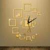IVQAPP - Modern Minimalist Creative Mirror Wall Clock, 3D Mirror Square Wall Clock Stereo Acrylic Wall Clock for Living Room Bedroom Wall Decor (Silver