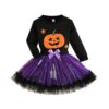 IWIHMIV Girl Halloween Long Sleeved Sweatshirt Layer Mesh Skirt（Purple,18 M