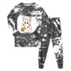 IWIHMIV Girls Halloween Outfits Print Crewneck Long Sleeve Pants（Black,9 Y