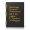 IYKQTRE Be Yourself A5 Black Gold Spiral Lined Notebook for Friends