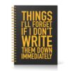 IYKQTRE Things I Forget A5 Black Gold Spiral Lined Notebook for Busy Staff