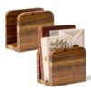 JACYMORIN 2Pack Acacia Wood Mail Organizer Countertop -Small Letter Holder for Desk, Farmhouse Decor, Upright Bill postcards, and notepads Stand for Entryway & Office，Also Works as Napkin Holder