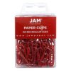 JAM PAPER Colorful Standard Paper Clips - Regular 1 Inch - Red Paperclips - 100/Pack