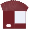 Janlaugh 25 Pack 9" x 14.5" Legal Size Folders, 2 Pockets Linen, Wine Red