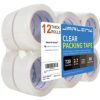 JARLINK Clear Packing Tape (12 Rolls), Heavy Duty Packaging Tape for Shipping Packaging Moving Sealing, 2.7mil Thick, 1.88 inches Wide, 60 Yards Per Roll, 720 Total Yards (Pack of 6)