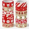 JarThenaAMCS 12 Rolls Christmas Washi Masking Tape Set, Red White Kraft
