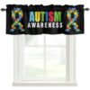 JasmineM Valance Curtains for Windows Abstract Retro Kitchen Valance for Windows Autism Awareness Jigsaw Blocks Pieces Rod Pocket Short Window Treatment Drapes for Living Room Bedroom 60x18in