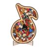 Jauarta Wooden Musical Note Puzzle 3D Ornament with Guitar Violin Piano Design