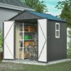 Jaxilyn 6x6 ft Metal Storage Shed Outdoor,Metal Steel Utility Tool Shed Storage House with Window for Backyard Garden Patio Lawn Black