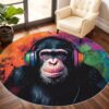 JAXIUOF Gorilla Rugs for Bedroom, Monkey Round Rug 8ft