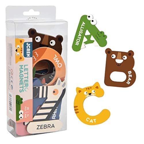JCREN Jumbo Magnetic Letters Animals Alphabet Toys,Fridge Magnets Stick Large ABC Alphabet Uppercase Toy Set Preschool Learning Spelling Refrigerator Gift for 3 4 5 Year Old Toddler Kids Boys Girls
