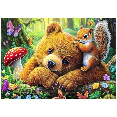 Jeaiciro 100 Piece Puzzles for Kids Ages 4-6 6-8, Bear & Squirrel Themed Jigsaw Puzzle for Adults Kid Seniors, Kids Puzzles Ages 5-8 Educational Toy for Boys and Girls Family Fun Gift for Children