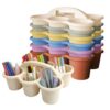 JEChrochen 6 Pack Classroom Caddy Organizer with Handle Macaron Plastic Table Caddy 6 Compartments Storage Cup Holder for School Supplies Art Crafts Crayons Pencil Stackable Desk Caddy for Office Home