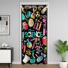 jejeloiu Science Door Cover Curtain,Graffiti Room Divider Curtain Cover, Washable Closet Door Cover Bedroom Decoration for Kitchen Bedroom Living Room Indoor 42x80 Inch 1 Panel