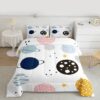 jejeloiu Solar System Comforter Set for Kids Boys Girls Outer Space Comforter Bedding Set Twin Size Universe Planets Bedroom Decor Galaxy White Duvet Set Quilt Set 2Pcs