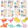 JellyArch 24 Set Dinosaur Party Favors Dinosaur Wood Painting Kit DIY Art Party Supplies Unfinished Wooden Animal Cutouts Coloring Crafts Thank You for Coming Gifts for Birthday Goodie Bags Gifts