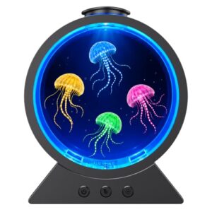 Jellyfish Lamp, 7-Color Sensory Calming Night Light for Bedroom, Black