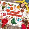 JellyPanda Merry Christmas Large Coloring Table Cloth for Kids Xmas Coloring Poster Christmas Pages Santa Snowman Claus Paper for Classroom Home School Party 71 * 23.6 in
