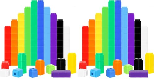 Jenaai 1000 Pieces Linking Counting Cubes, Plastic Counting Blocks, Colorful Math Cubes, Math Manipulatives Classroom Learning Supplies for Preschool Activities Boys Girls(Simple Style) (Pack of 2)