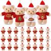 Jenaai 24 Pcs Christmas Mini Teddy Bear Bulk, 5.1 Inch Xmas Stuffed Animals Soft Plush Toys for Kids Girls Boys Birthday Gifts Party Favors Wedding Supplies(Christmas Tee Bear)