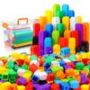 Jenaai 500 Pcs Linking Cubes with Storage Box, Colorful 2cm Math Counting Blocks, Stem Classroom Manipulatives, Back to School Gifts for Preschool Homeschool Teacher Kids(Yellow)