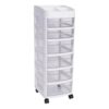 JenyunTech 6-Drawer Rolling Storage Cart Clear Plastic Cart Organizer 14" x 12" x 34" Freestanding Storage Cabinet with Casters for Living Rooms, Bedrooms, Kitchens, Offices