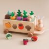 Jessruly Montessori Wooden Turnip Pulling Car Shape Matching Toy