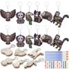 Jetec 24 Pcs Día De Los Muertos Alebrijes Keychain Craft Kit DIY Unfinished Wooden Alebrijes Keychains for Day of the Dead Favors Decorations Party Mexican Art Supplies Home Halloween Activities