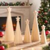 Jetec 5 Pcs 5 Sizes Christmas Wooden Trees Cutouts with Star for Crafts