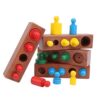 Jiawu Cylinder Socket Block Set Wooden Sensory Toys Early Learning Baby Toddlers 36+ Months Color Sorting Stacking
