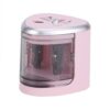Jiawu Electric Pencil Sharpener, Automatic 2 Holes for 6 to 8mm and 9 to 12mm Pencils Safety Cover Dust Collector Removable Blade Receptacle Anti Skid Mats Battery Operated Sharpener (Pink)