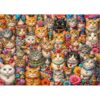 Jigsaw Puzzles 1000 Pieces for Adults, Colorful Cats and Flowers