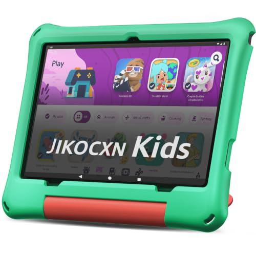 JIKOCXN Kids Tablet, Android 16 Tablet for Kids 10 inch Octa-Core with Case, 24GB RAM 64GB ROM 1TB TF Card Expandable for Toddler Children, Parental Control, Dual Camera, BT5.0, WiFi, Gift (Green)