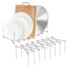JINGIHE Pots and Pans Organizer, Adjustable Kitchen Cabinet Pantry Organization Storage Rack, Expandable Stainless Steel Holder for Pot Lid Cutting Board Bakeware Dishes Cookware （7-tier）