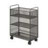 Jinhxofs Mesh Storage Rack Metal Three-Tier Organizer Bookshelf with Handles for Students, Teachers, Black, Three-Tier Without Wheels